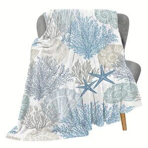 Costal Theme Hypoallergenic Flannel Throw - 40" x 60"